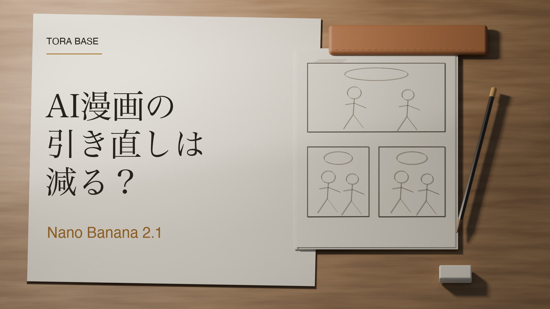 漫画のラフなコマ割りと鉛筆を描いた静物CG。AI漫画の引き直しは減る? Nano Banana 2.1